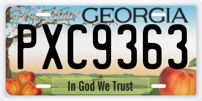 GA license plate PXC9363