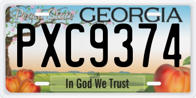 GA license plate PXC9374