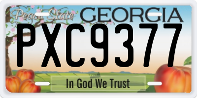 GA license plate PXC9377