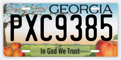 GA license plate PXC9385