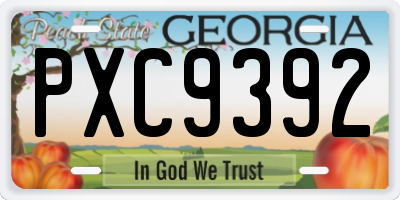 GA license plate PXC9392