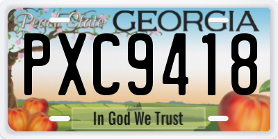 GA license plate PXC9418