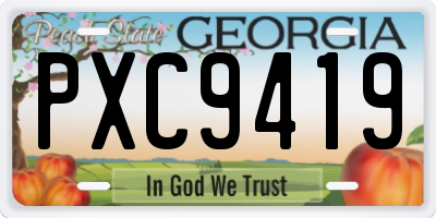 GA license plate PXC9419