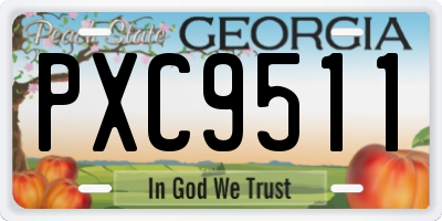 GA license plate PXC9511