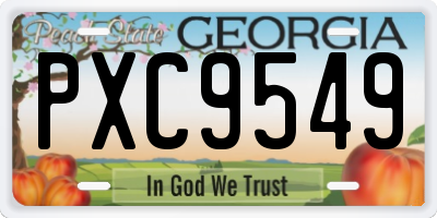 GA license plate PXC9549