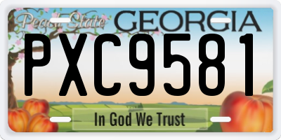 GA license plate PXC9581