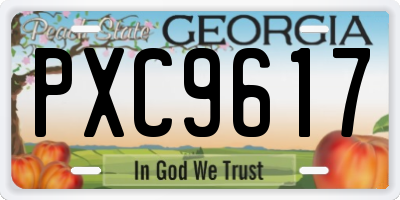 GA license plate PXC9617