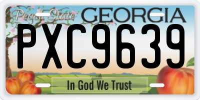 GA license plate PXC9639