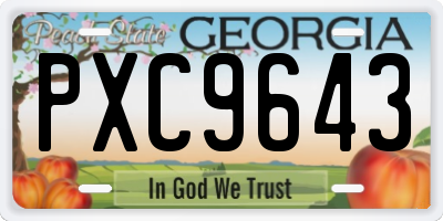 GA license plate PXC9643
