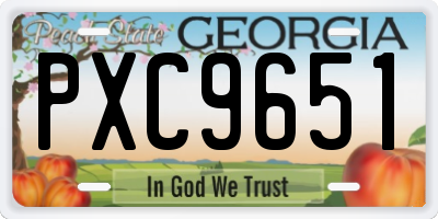 GA license plate PXC9651