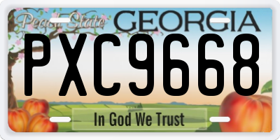 GA license plate PXC9668