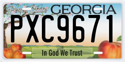 GA license plate PXC9671