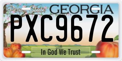 GA license plate PXC9672