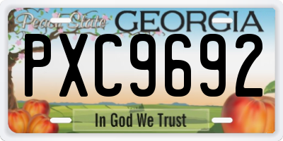 GA license plate PXC9692