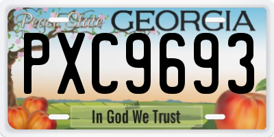 GA license plate PXC9693