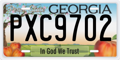 GA license plate PXC9702