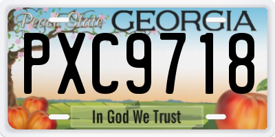 GA license plate PXC9718