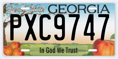 GA license plate PXC9747