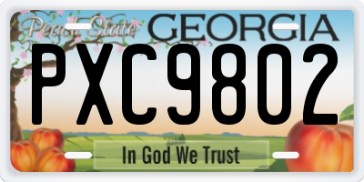 GA license plate PXC9802