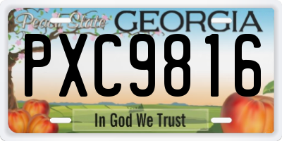 GA license plate PXC9816