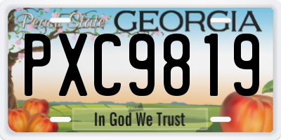 GA license plate PXC9819