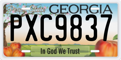 GA license plate PXC9837