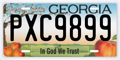 GA license plate PXC9899