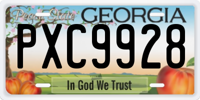 GA license plate PXC9928