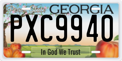GA license plate PXC9940