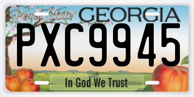 GA license plate PXC9945