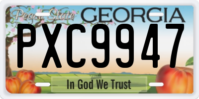 GA license plate PXC9947