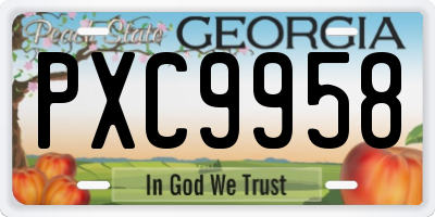 GA license plate PXC9958