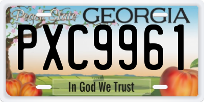 GA license plate PXC9961