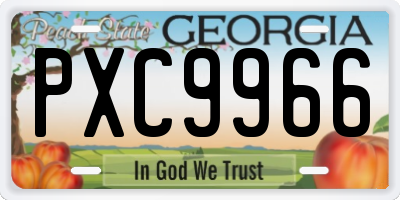 GA license plate PXC9966