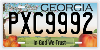 GA license plate PXC9992