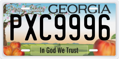GA license plate PXC9996