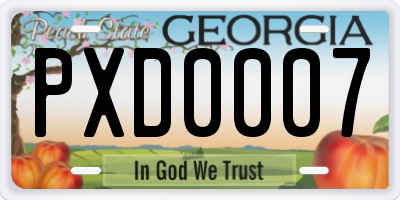 GA license plate PXD0007