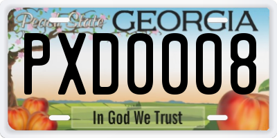 GA license plate PXD0008
