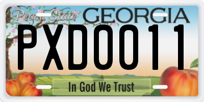 GA license plate PXD0011
