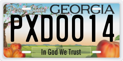 GA license plate PXD0014