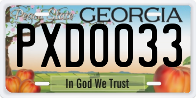 GA license plate PXD0033
