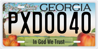 GA license plate PXD0040