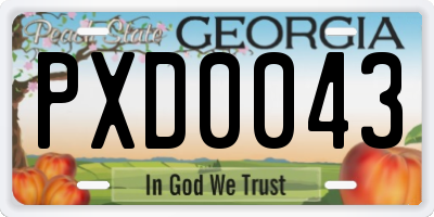 GA license plate PXD0043
