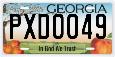 GA license plate PXD0049