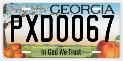 GA license plate PXD0067
