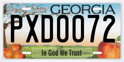 GA license plate PXD0072