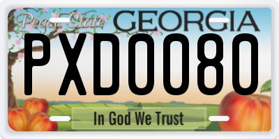 GA license plate PXD0080