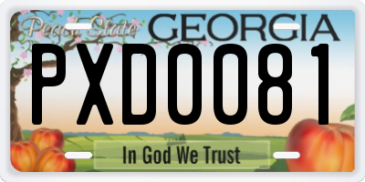 GA license plate PXD0081