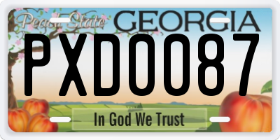 GA license plate PXD0087