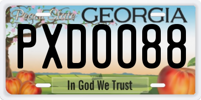 GA license plate PXD0088
